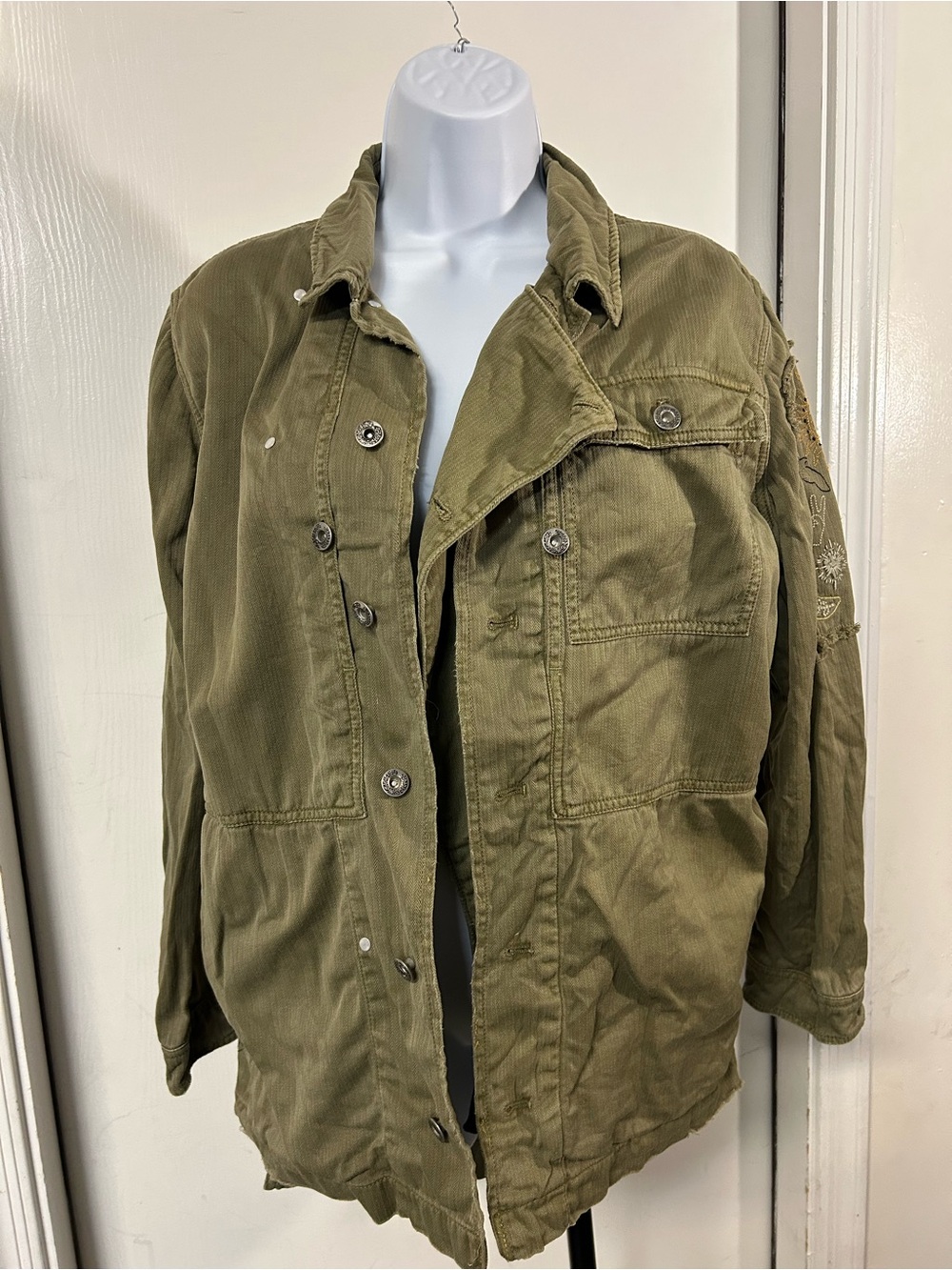 Free People 100% Cotton Olive Green Military Jacket